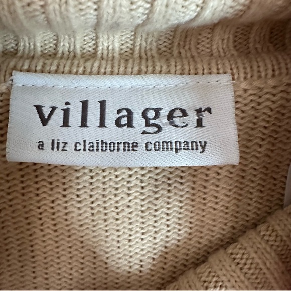 Villager Liz Claiborne Women S Y2K Argyle Turtleneck Sweater Pink Tan Preppy - Picture 6 of 8